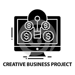 creative business project icon, black vector sign with editable strokes, concept illustration