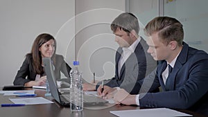 Creative Business Team At Negotiating Table In Office Discussing Ideas Startup