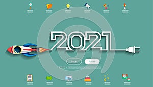 Creative business thinking2021,rocket for success, Plan think analyze creative work, Idea concept vector illustration Infographic