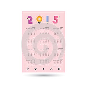 Creative calendar 2015 design template with business or education concept.