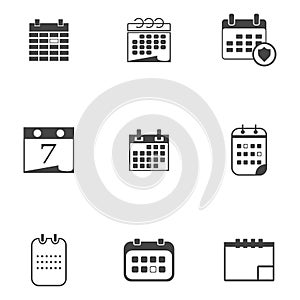 creative calendar icons set. Date icons set. Vector illustration