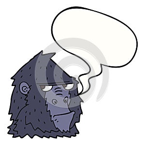 A creative cartoon angry gorilla face and speech bubble