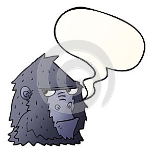 A creative cartoon angry gorilla face and speech bubble in smooth gradient style