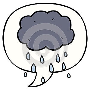 A creative cartoon cloud raining and speech bubble