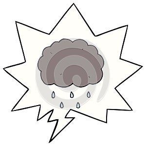 A creative cartoon cloud raining and speech bubble