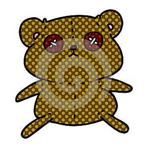 A creative cartoon of a cute stiched up teddy bear