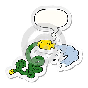 A creative cartoon hosepipe and speech bubble sticker