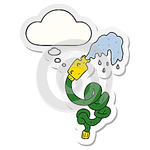 A creative cartoon hosepipe and thought bubble as a printed sticker