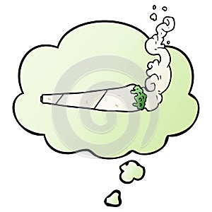 A creative cartoon marijuana joint and thought bubble in smooth gradient style