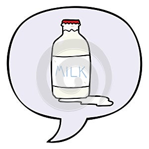 A creative cartoon pint of fresh milk and speech bubble