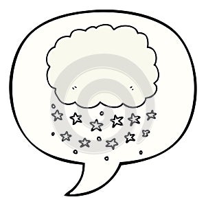 A creative cartoon rain cloud and speech bubble