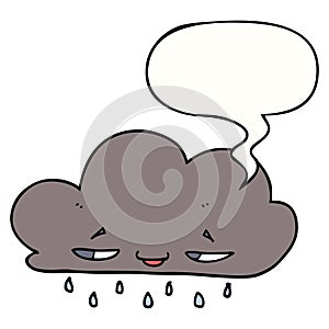 A creative cartoon rain cloud and speech bubble