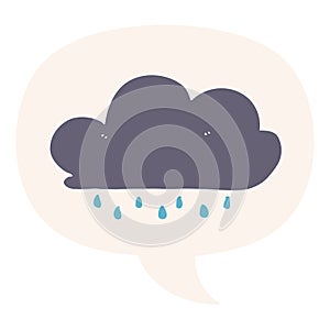 A creative cartoon rain cloud and speech bubble in retro style