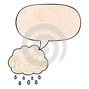 A creative cartoon rain cloud and speech bubble in retro texture style