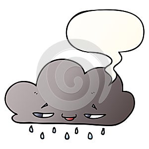 A creative cartoon rain cloud and speech bubble in smooth gradient style