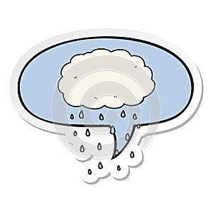 A creative cartoon rain cloud and speech bubble sticker