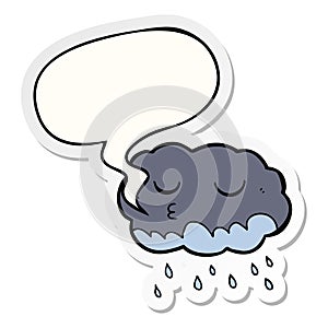 A creative cartoon rain cloud and speech bubble sticker