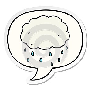 A creative cartoon rain cloud and speech bubble sticker
