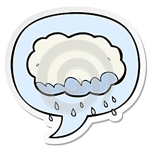 A creative cartoon rain cloud and speech bubble sticker