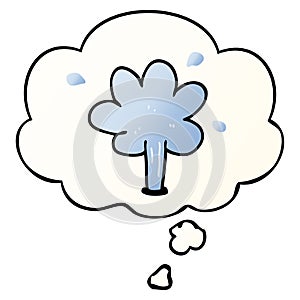 A creative cartoon squirting water and thought bubble in smooth gradient style