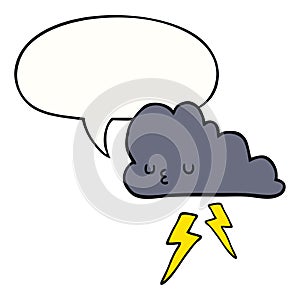 A creative cartoon storm cloud and speech bubble