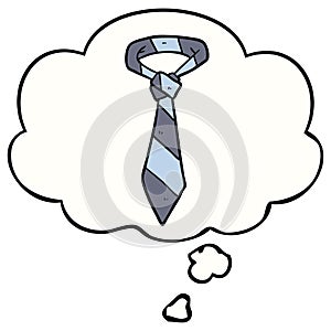 A creative cartoon striped tie and thought bubble