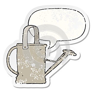 A creative cartoon watering can and speech bubble distressed sticker