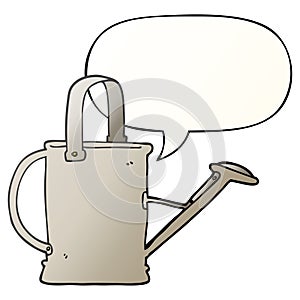 A creative cartoon watering can and speech bubble in smooth gradient style
