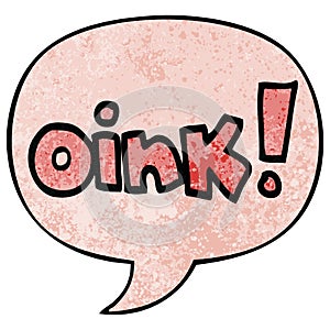 A creative cartoon word oink and speech bubble in retro texture style photo