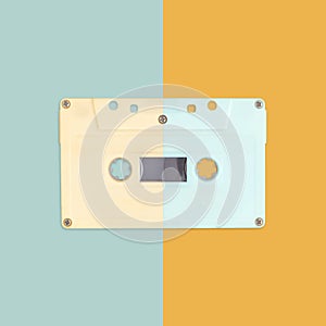 Creative cassette tape on pastel color background. Modern style. Flat lay style. top view. creative photography