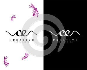 Creative ce, ec letter logo design vector photo