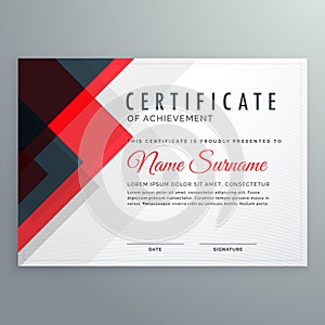 creative certificate of achievement award template with red and photo