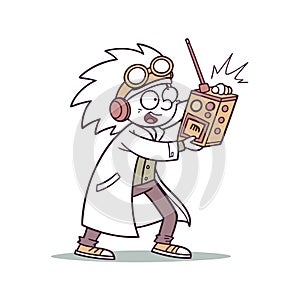 Creative Cartoon Eccentric Inventor Character