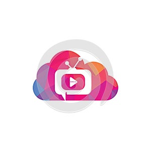 Creative chat TV cloud shape concept logo design.