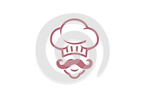 Creative Chef Head Moustache Logo