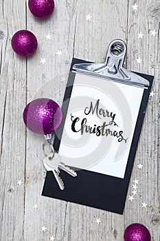 Creative Christmas Background with a key