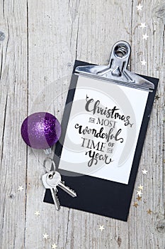 Creative Christmas Background with a key