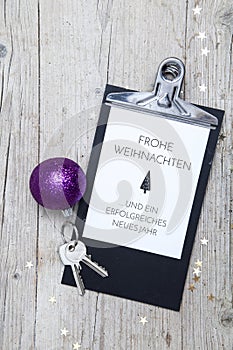 Creative Christmas Background with a key