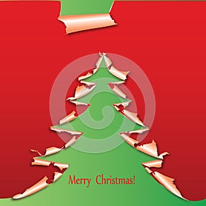 Creative christmas tree formed from paper.