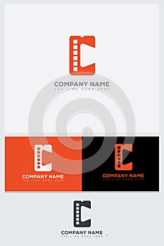 Creative cinema ticket logo image set photo