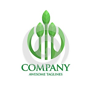 Creative circle green leaf ecology nature logo