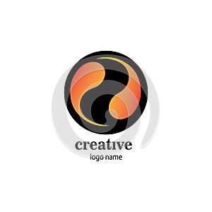 Creative circle logo illustration of fireball design vector