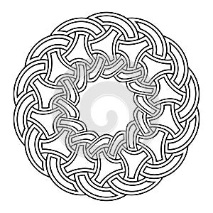 Creative circular interwoven ornament. Abstract round pattern, frame