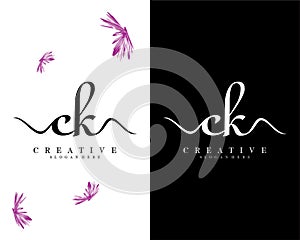 Creative ck, kc letter logo design vector