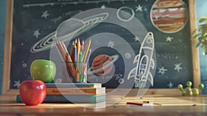 Creative Classroom with Space Theme, Generative AI