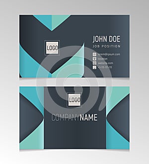 Creative and clean business card template black and blue colors