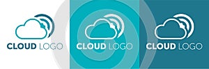 Creative Cloud Logo Design. Creative Vector icon of a blue cloud with arrows.