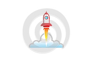 Creative Cloud Rocket Logo Design Illustration