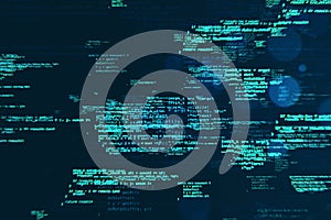 Creative coding html language on backdrop. Web developer and programming concept