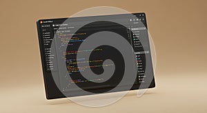 Modern Dark Theme Code Editor with Programming Language on Screen